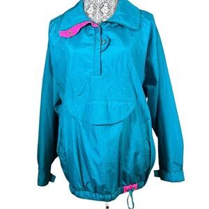 Profile Vintage Women's Half Zip Pullover Teal & Pink Jacket / Size Medium